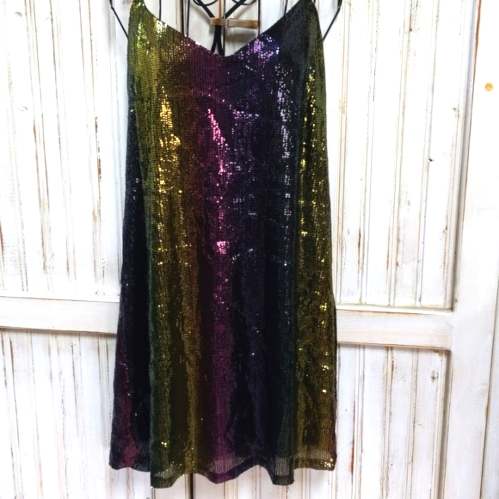 Wild Fable, multicolor sequin mini dress. Size Large